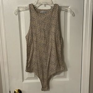 Leopard Print Sleeveless High Neck Bodysuit
